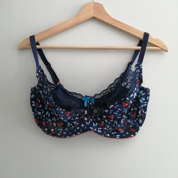 Cleo By Panache Kayla Butterfly Print Lace Balconette Bra 32G - Picture 2 of 16